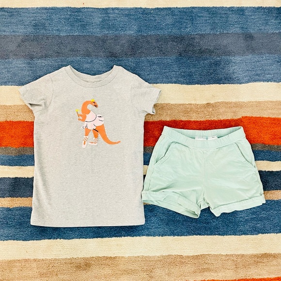 Hanna Andersson 5T *New* Princess Dinosaur Ballerina 🩰 Tee + mint green shorts - Picture 7 of 7